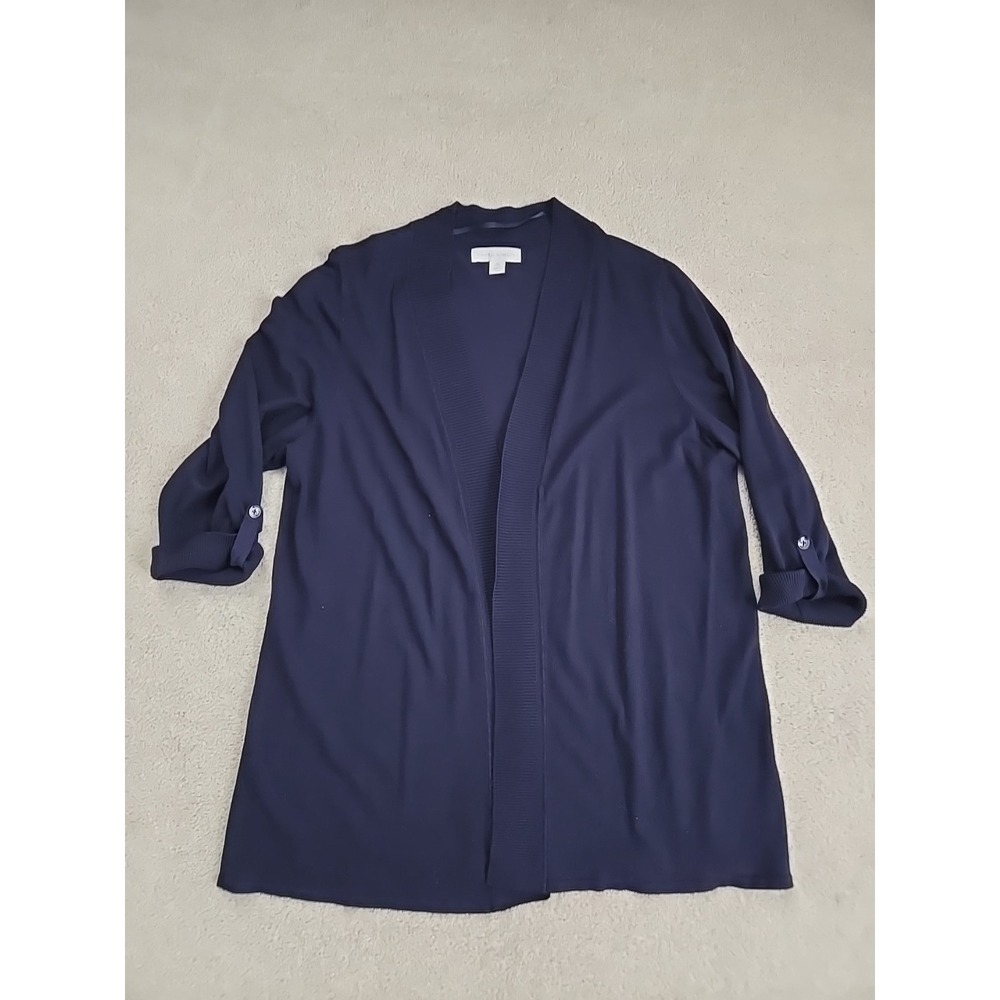 Laura Ashley Womens Cardigan 2X Navy Dark Blue dressy open front